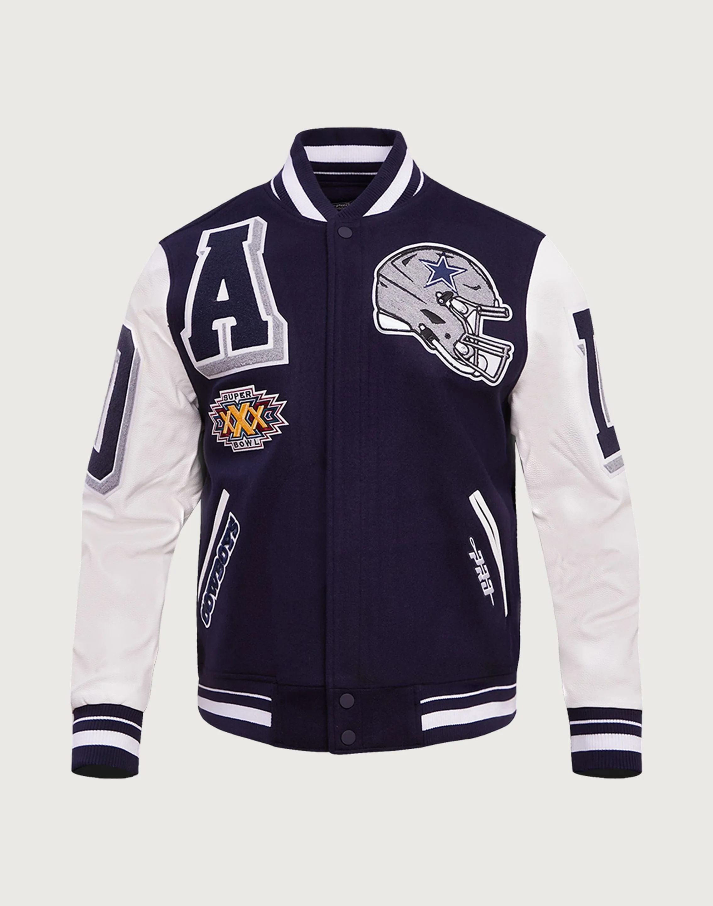 Pro Standard Dallas Cowboys Mashup Rib Wool Varsity Jacket Linen - crafted fashion Clothing prices