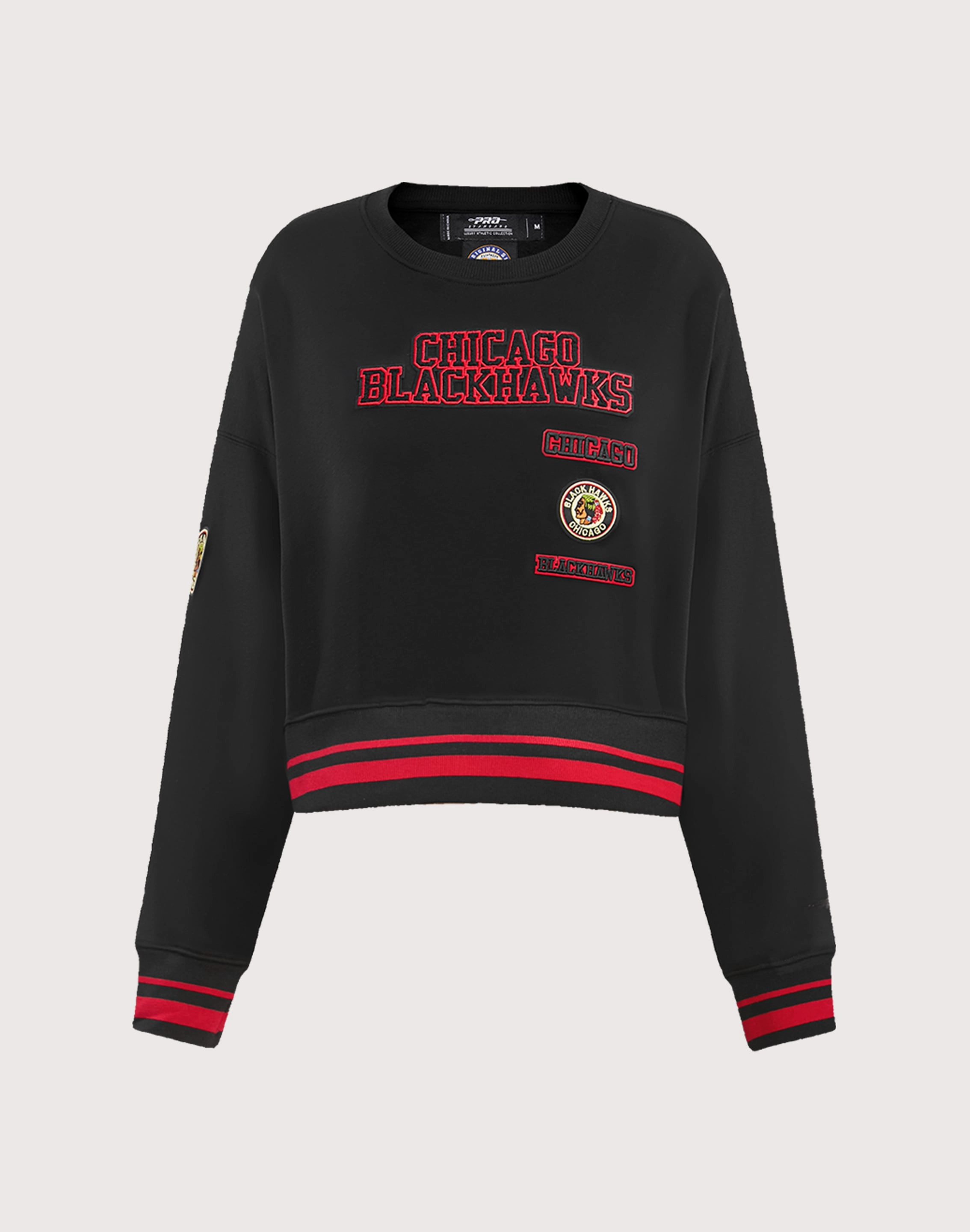 Pro Standard Chicago Blackhawks Retro Classic Rib Crewneck Suede - finished fashion Lingerie and intimates