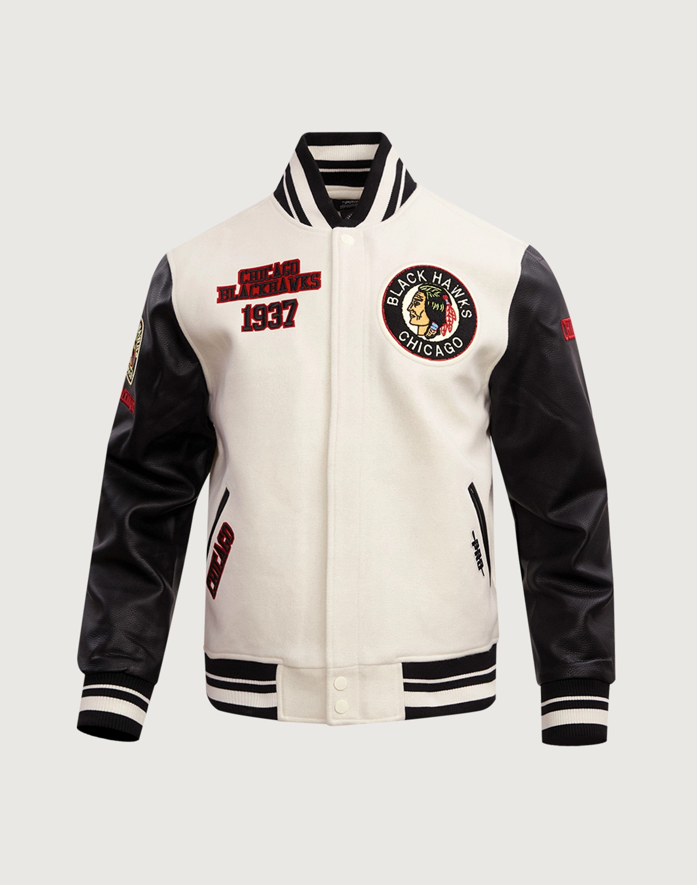 Pro Standard Chicago Blackhawks Retro Classic Rib Wool Varsity Jacket Runway fashion Business casual wear