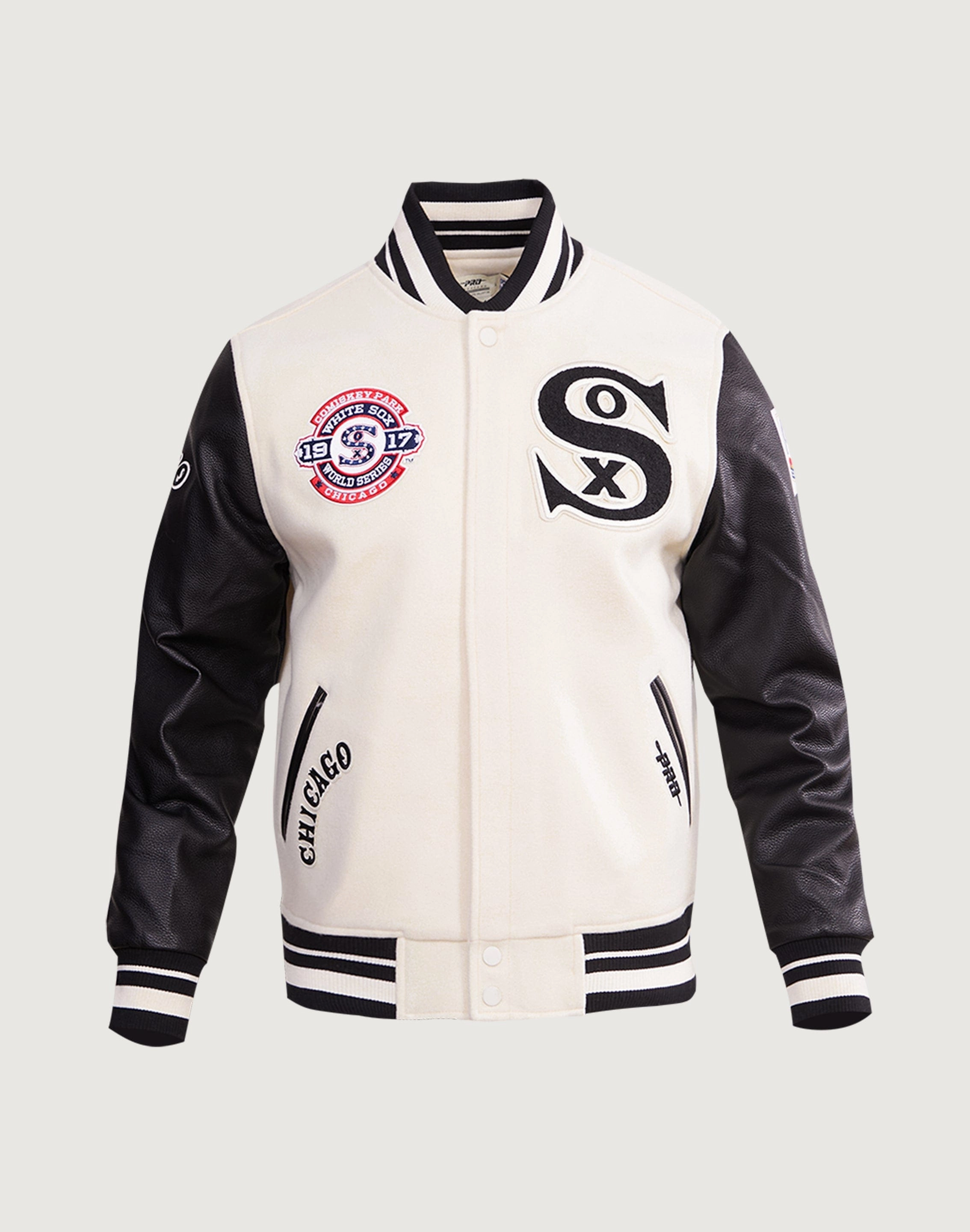 Pro Standard Chicago White Sox Retro Classic Rib Wool Varsity Jacket Lace - detailed fashion Street fashion