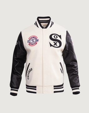 Pro Standard Chicago White Sox Retro Classic Rib Wool Varsity Jacket Lace - detailed fashion Street fashion