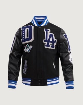 Pro Standard Los Angeles Dodgers Mashup Rib Wool Varsity Jacket Denim - based fashion Activewear gear