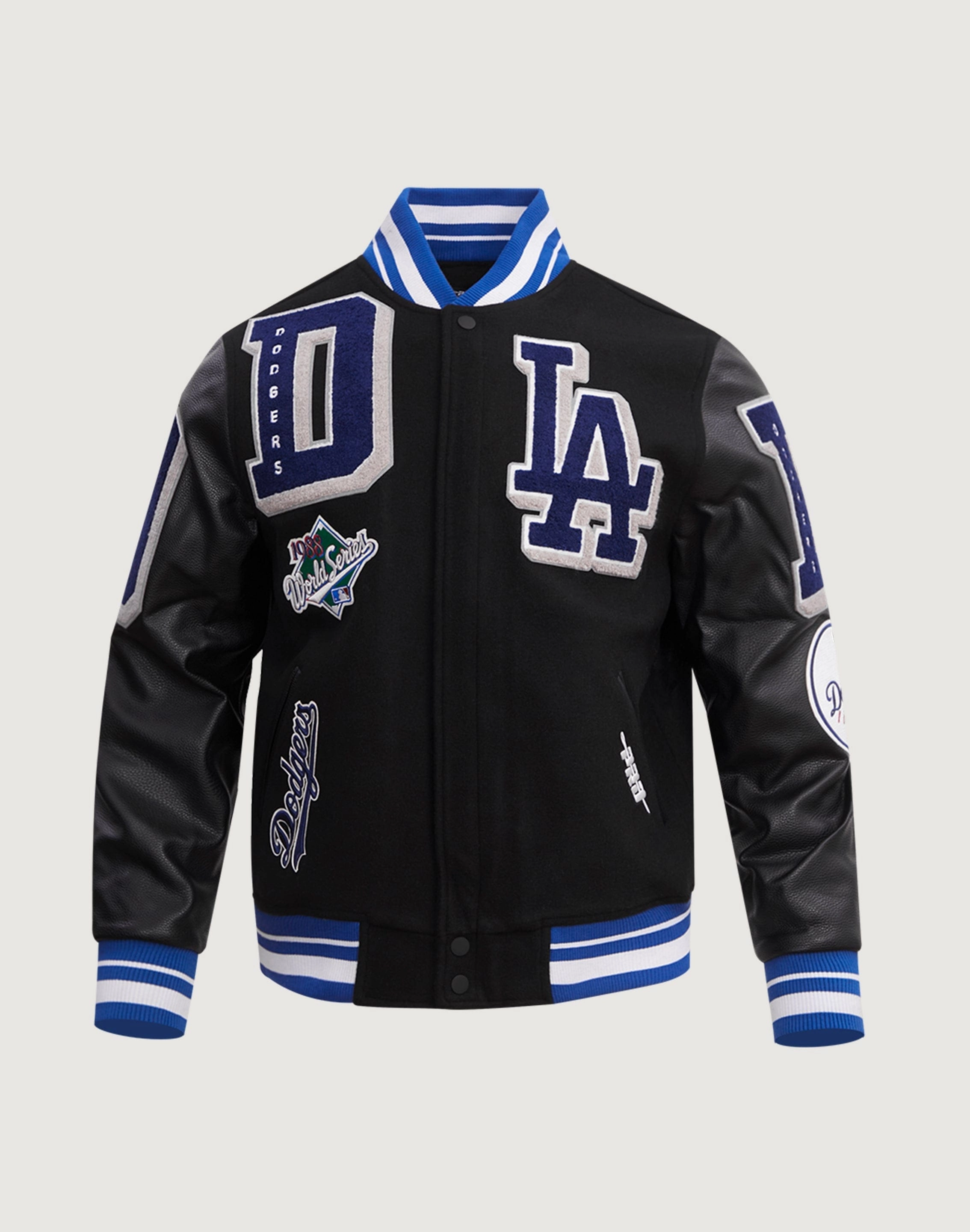 Pro Standard Los Angeles Dodgers Mashup Rib Wool Varsity Jacket Denim - based fashion Activewear gear