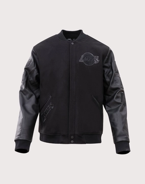 Pro Standard Los Angeles Lakers Triple Black Varsity Jacket Clothing assortments Clothing prices