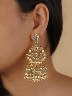 Red Color Gold Plated Jadau Kundan Earrings - ME1234