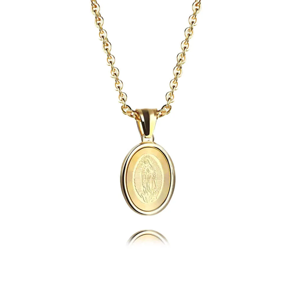 Religious Virgin Mary Titanium Virgencita Necklace