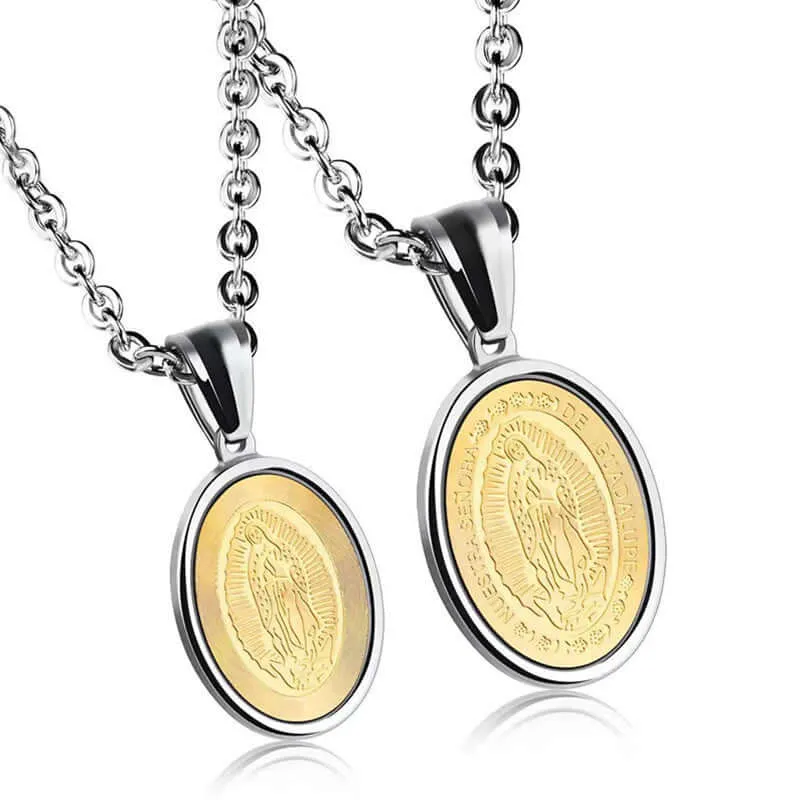 Religious Virgin Mary Titanium Virgencita Necklace