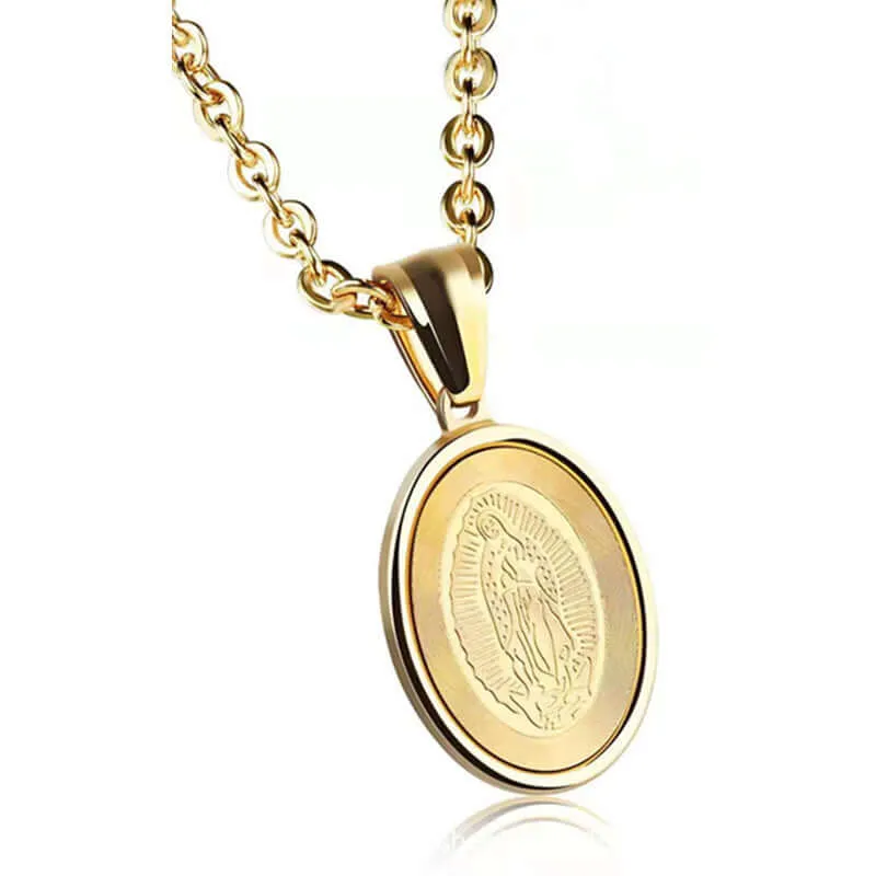 Religious Virgin Mary Titanium Virgencita Necklace