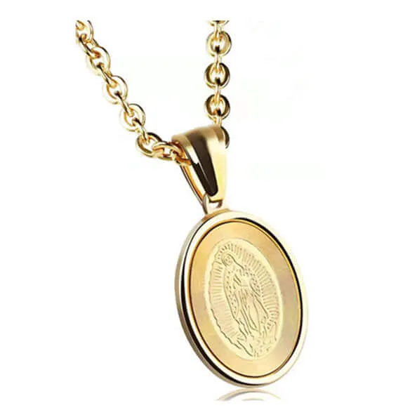 Religious Virgin Mary Titanium Virgencita Necklace