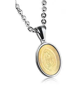 Religious Virgin Mary Titanium Virgencita Necklace