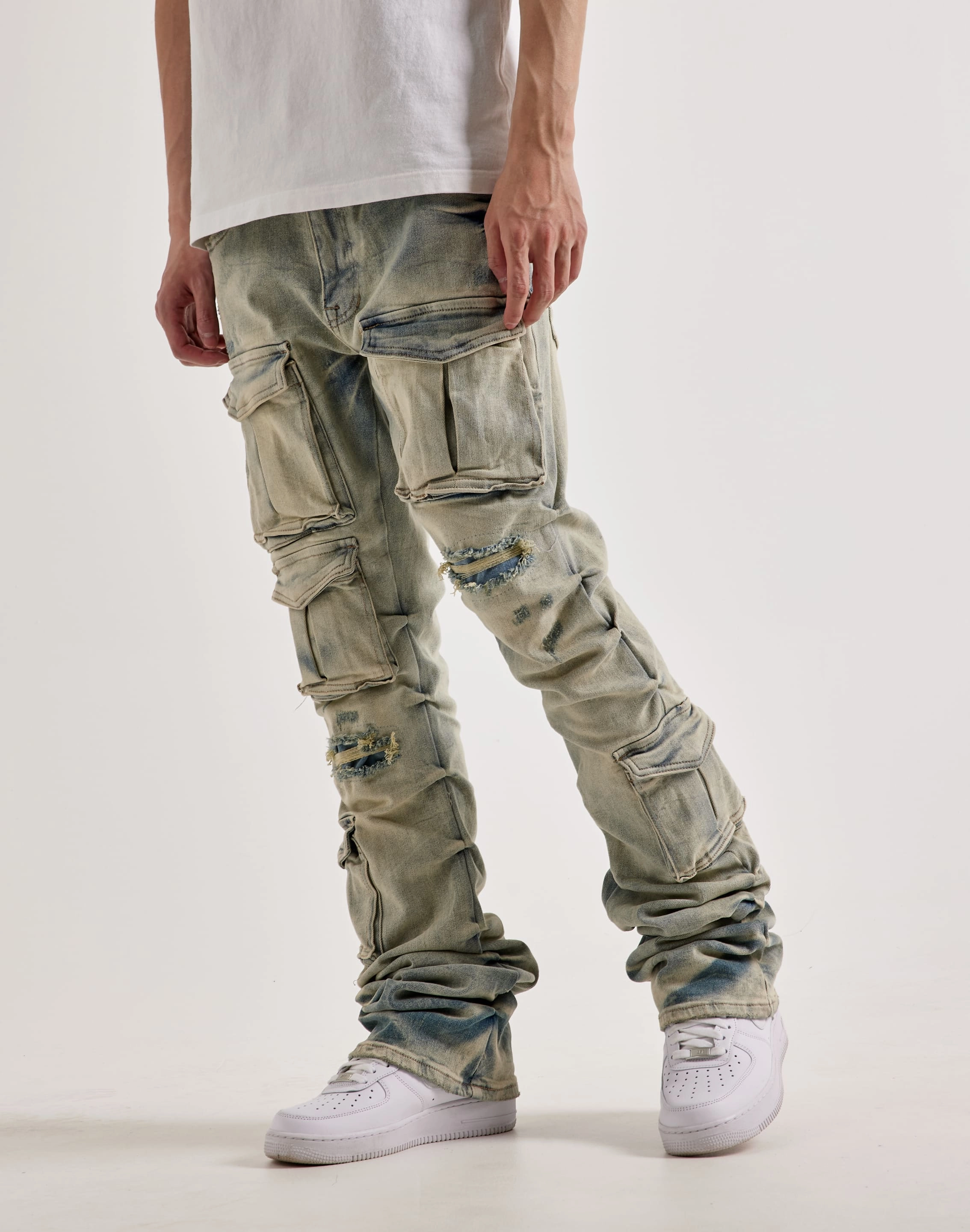 Fashion for all ages Smoke Rise Utility Pocket Stacked Flare Denim Jeans Bohemian style items