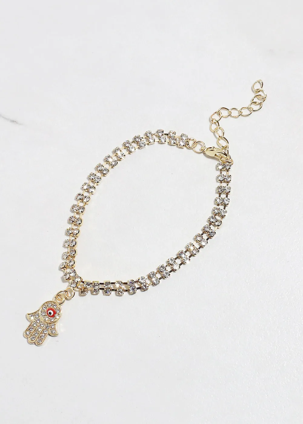 Rhinestone Hamsa Hand Bracelet