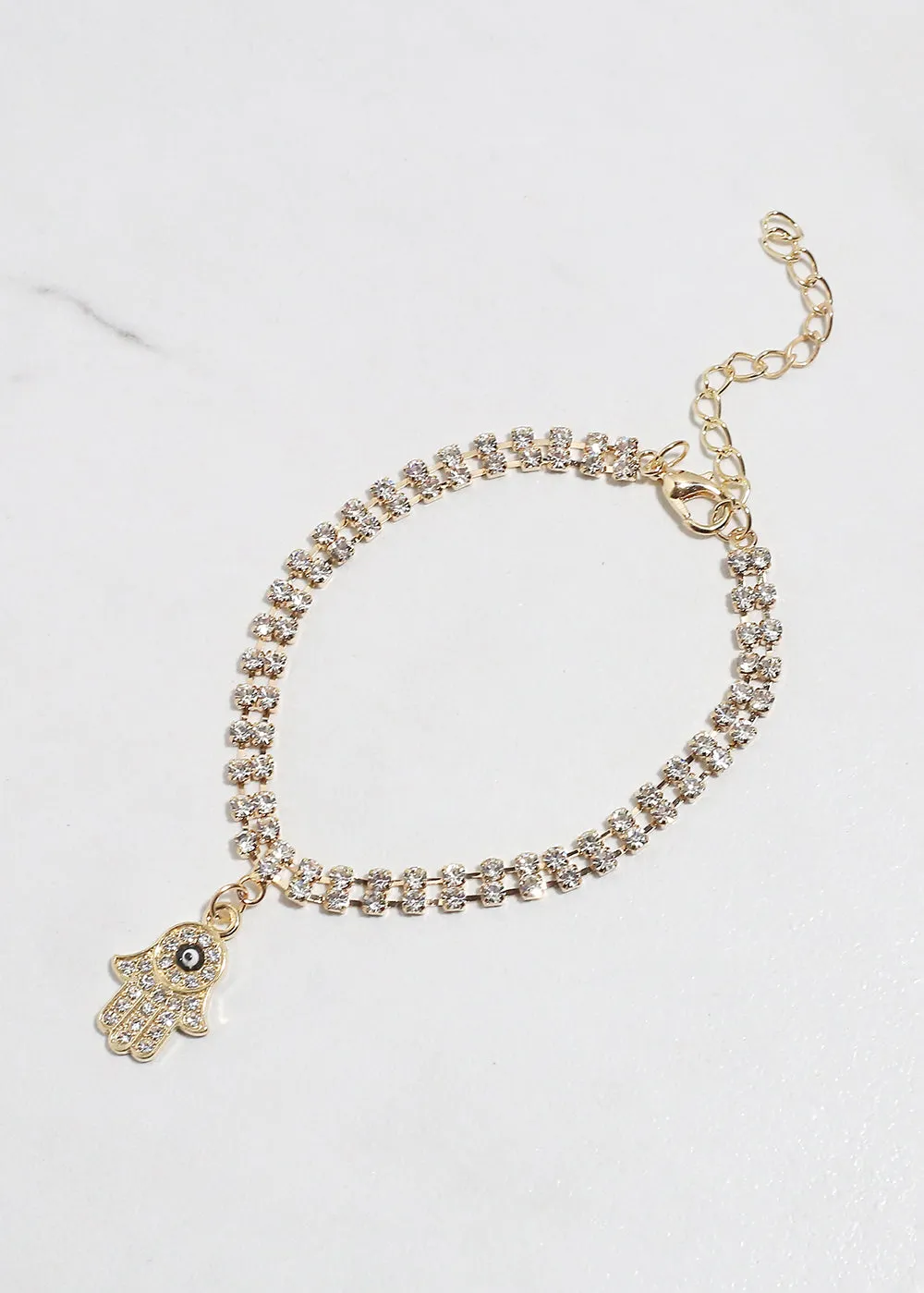 Rhinestone Hamsa Hand Bracelet