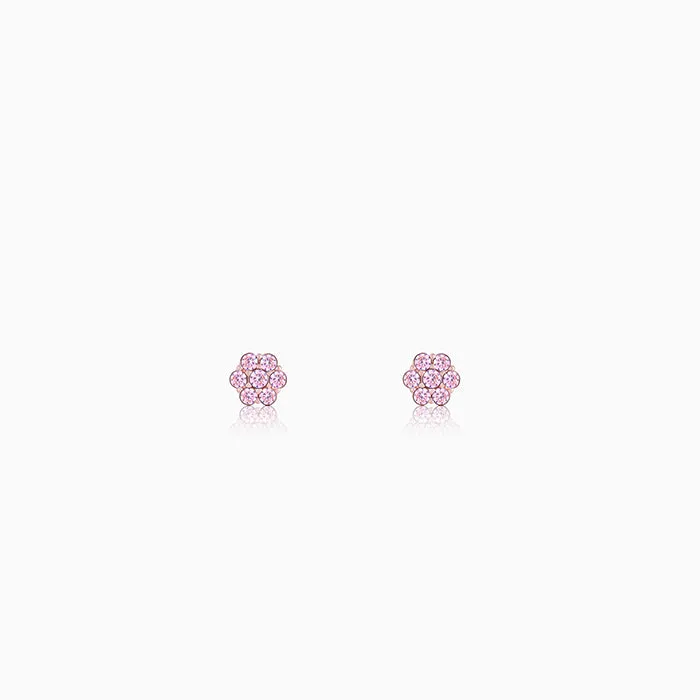Rose Gold Baby Pink Flower Stud Kids Earrings