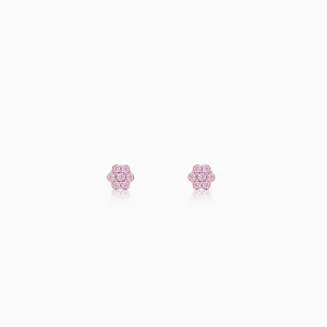 Rose Gold Baby Pink Flower Stud Kids Earrings