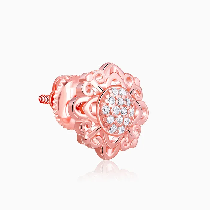 Rose Gold Bergenia Filigree Earrings