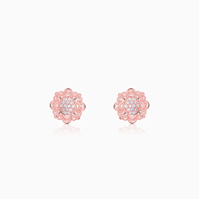 Rose Gold Bergenia Filigree Earrings