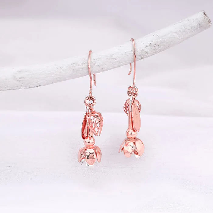 Rose Gold Blooming Brahma Earrings