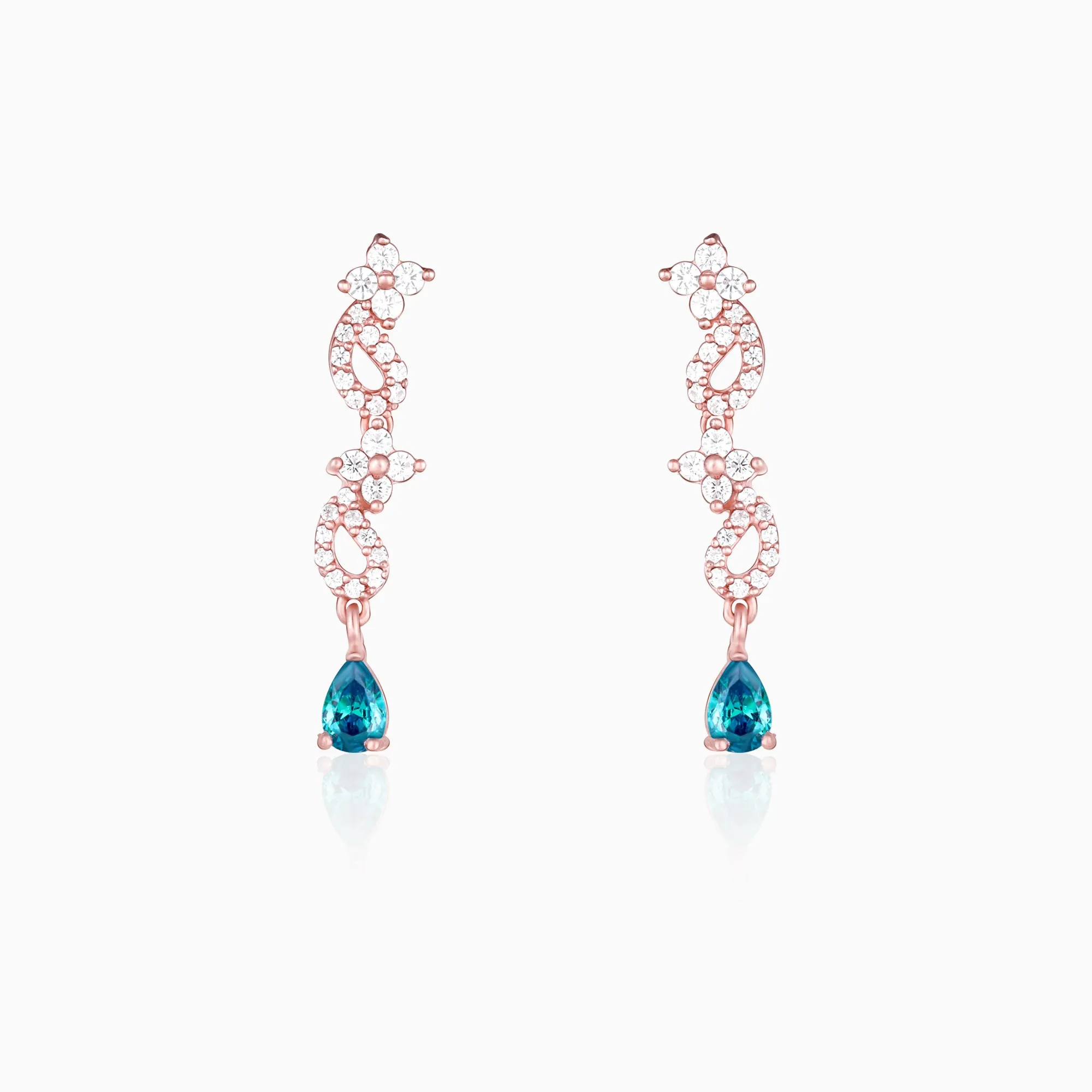 Rose Gold Blue Moon Earrings