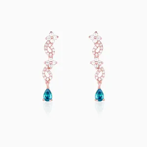 Rose Gold Blue Moon Earrings