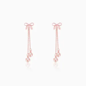 Rose Gold Bow Dangler Earrings
