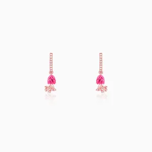 Rose Gold Brahma Kamal Bud Hoop Danglers