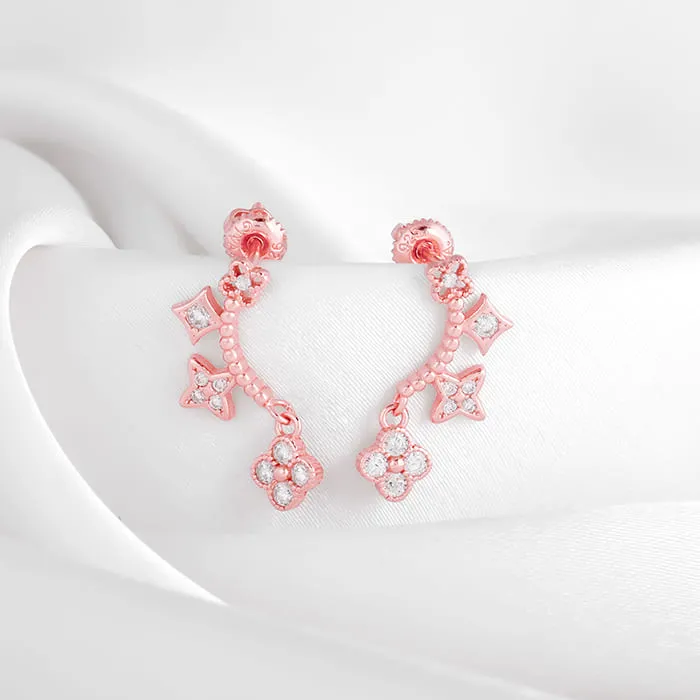 Rose Gold Charm Dangle Earrings