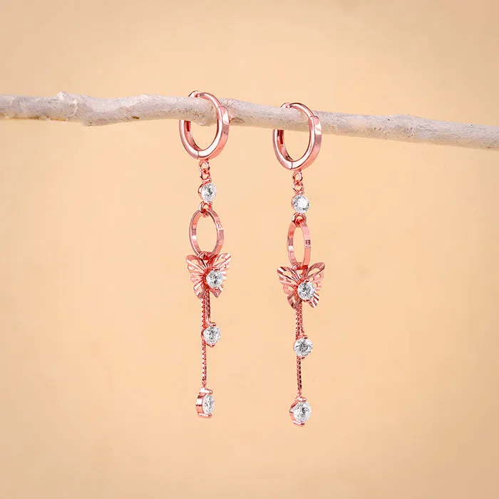 Rose Gold Charming Butterfly Earrings
