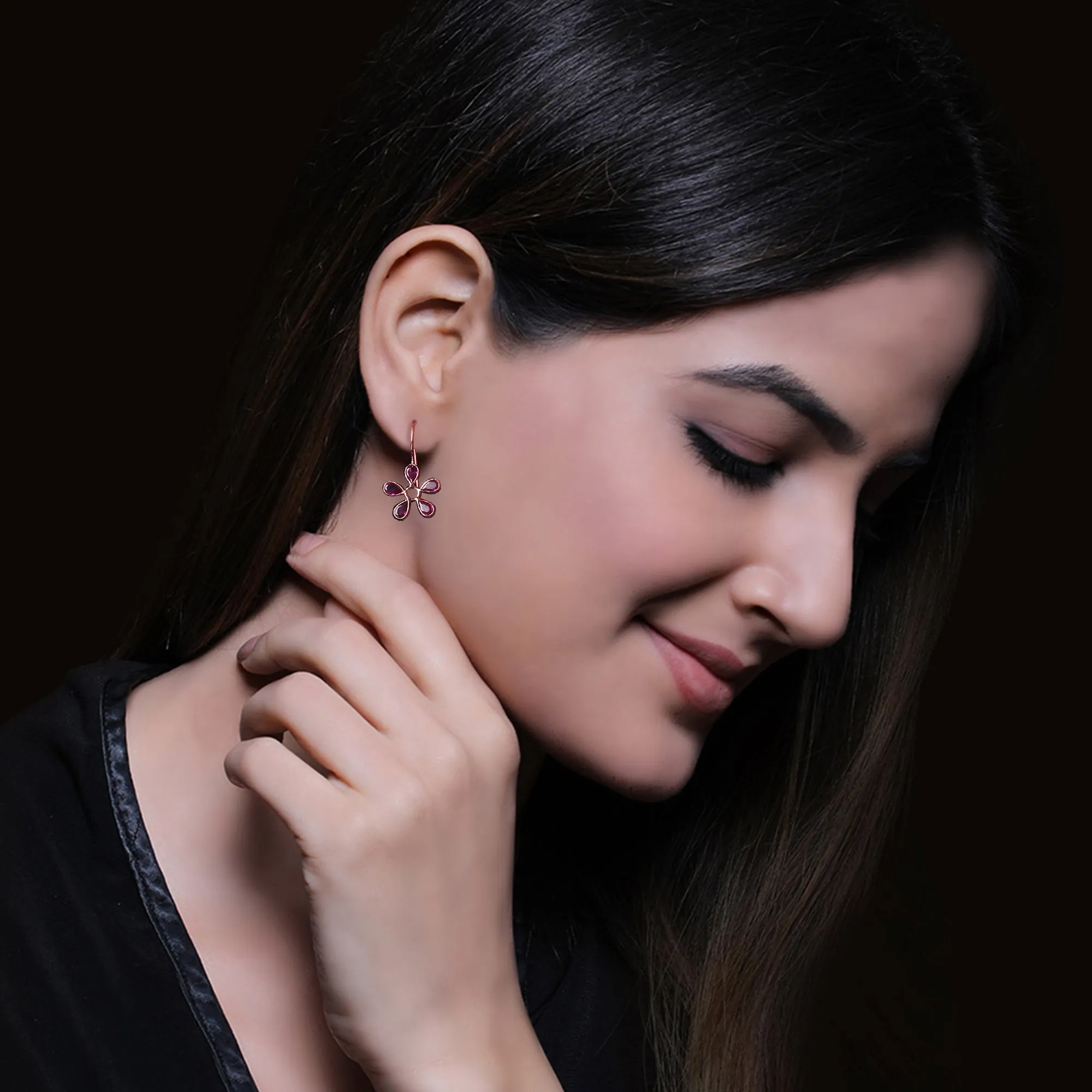 Rose Gold Cherry Blossom Earrings