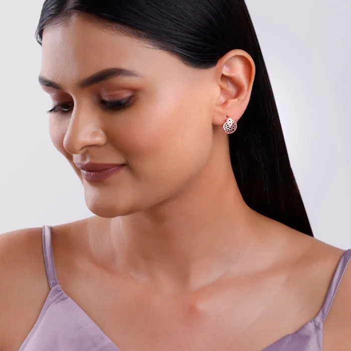 Rose Gold Circular Drop Filigree Earrings