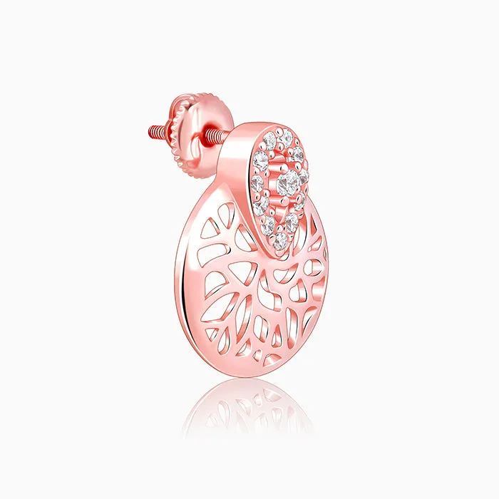 Rose Gold Circular Drop Filigree Earrings