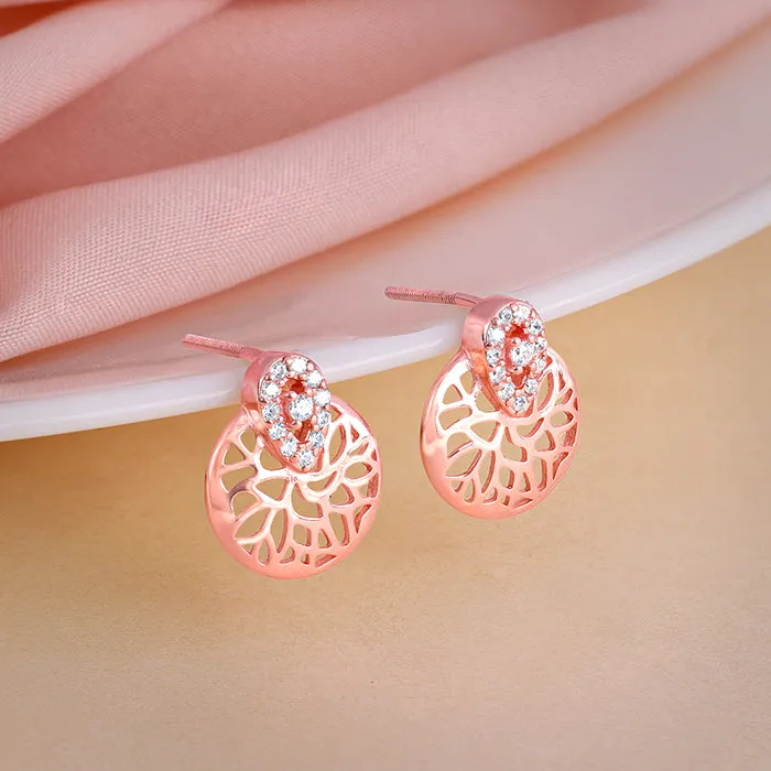 Rose Gold Circular Drop Filigree Earrings