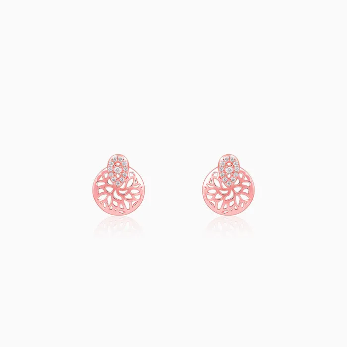 Rose Gold Circular Drop Filigree Earrings