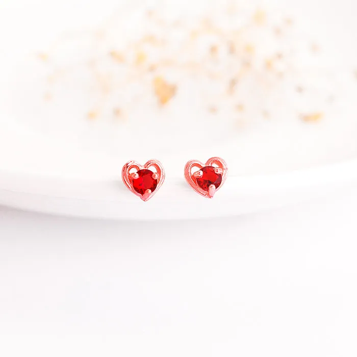 Rose Gold Cute Love Studs