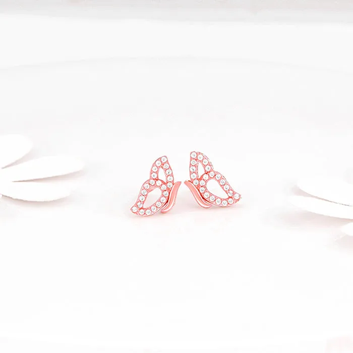 Rose Gold Dazzling Butterfly Earrings