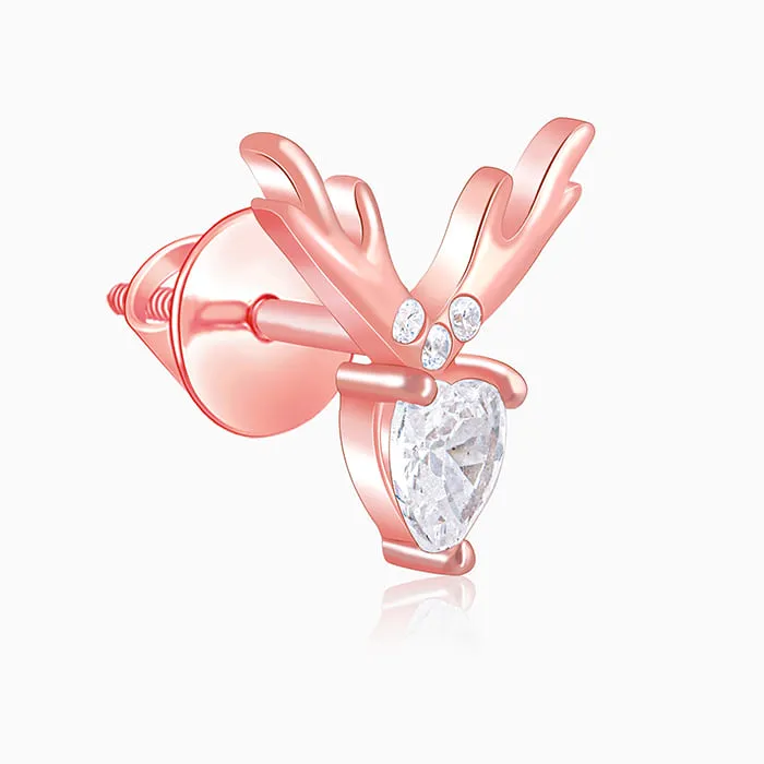 Rose Gold Deer Sparkle Earrings