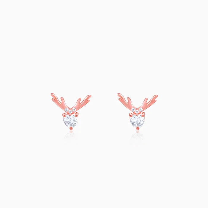 Rose Gold Deer Sparkle Earrings