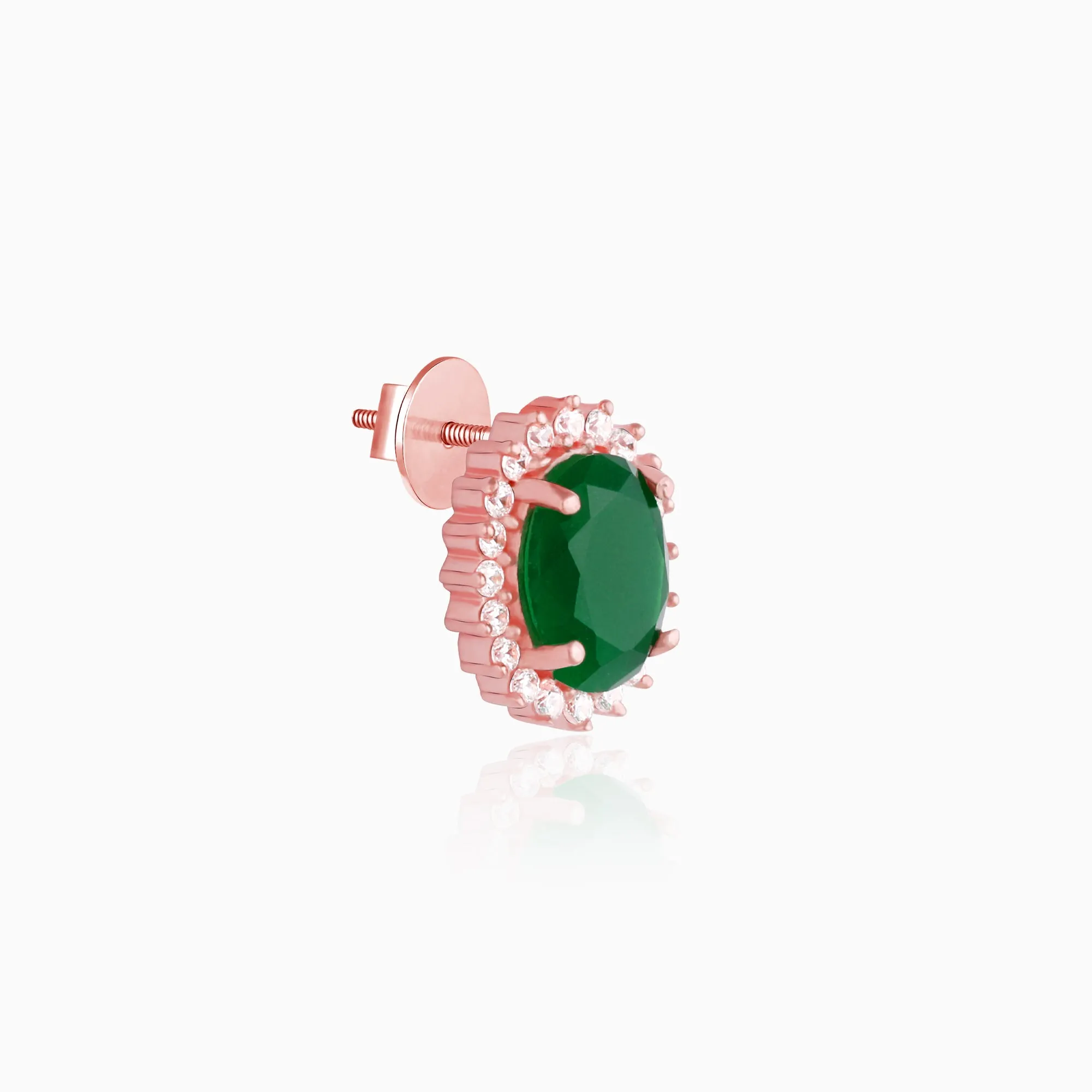 Rose Gold Evergreen Halo Studs