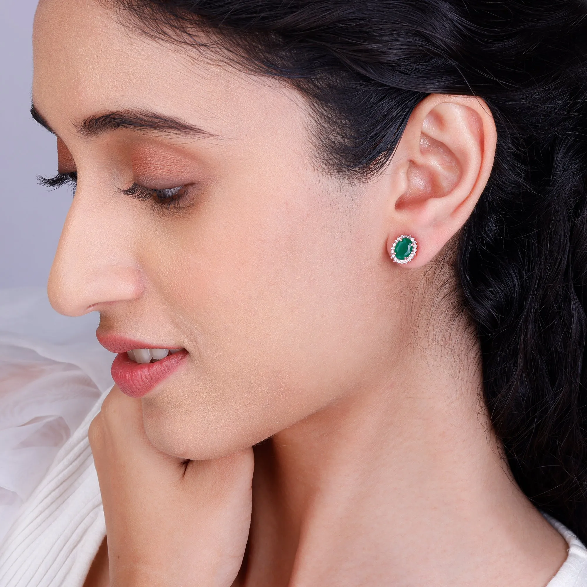 Rose Gold Evergreen Halo Studs