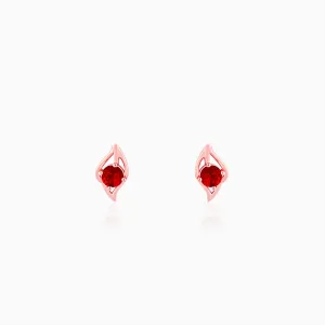 Rose Gold Falling Dew in Red Earrings