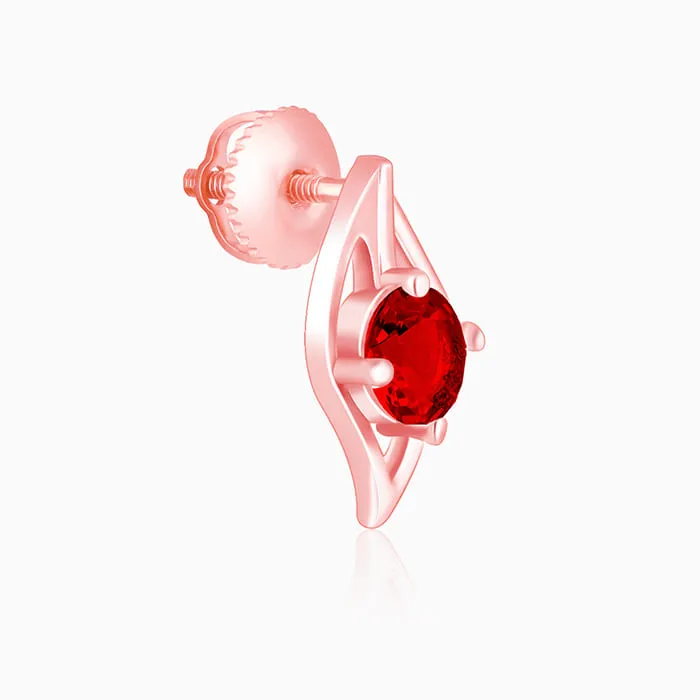 Rose Gold Falling Dew in Red Earrings