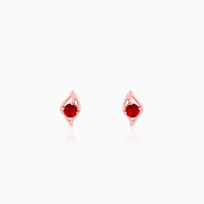 Rose Gold Falling Dew in Red Earrings