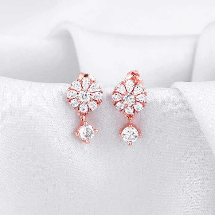 Rose Gold Floral Earrings