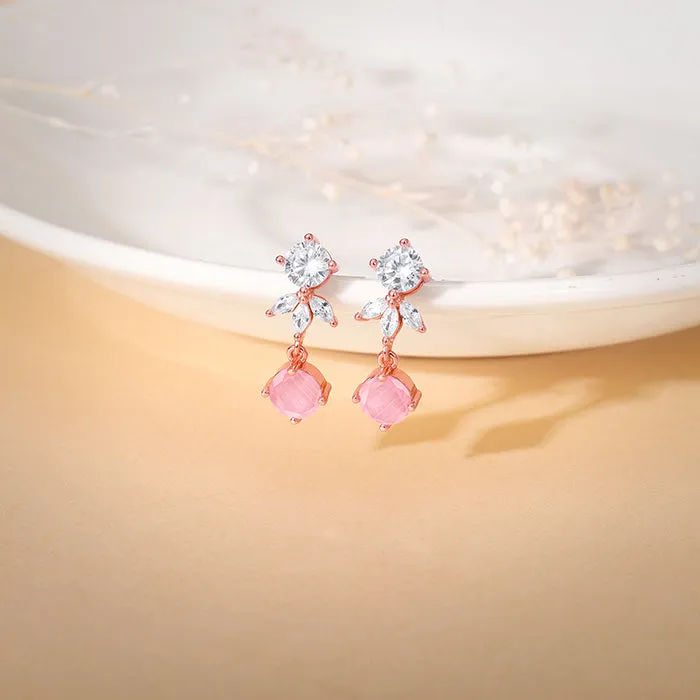 Rose Gold Floral Embrace Drop Earrings