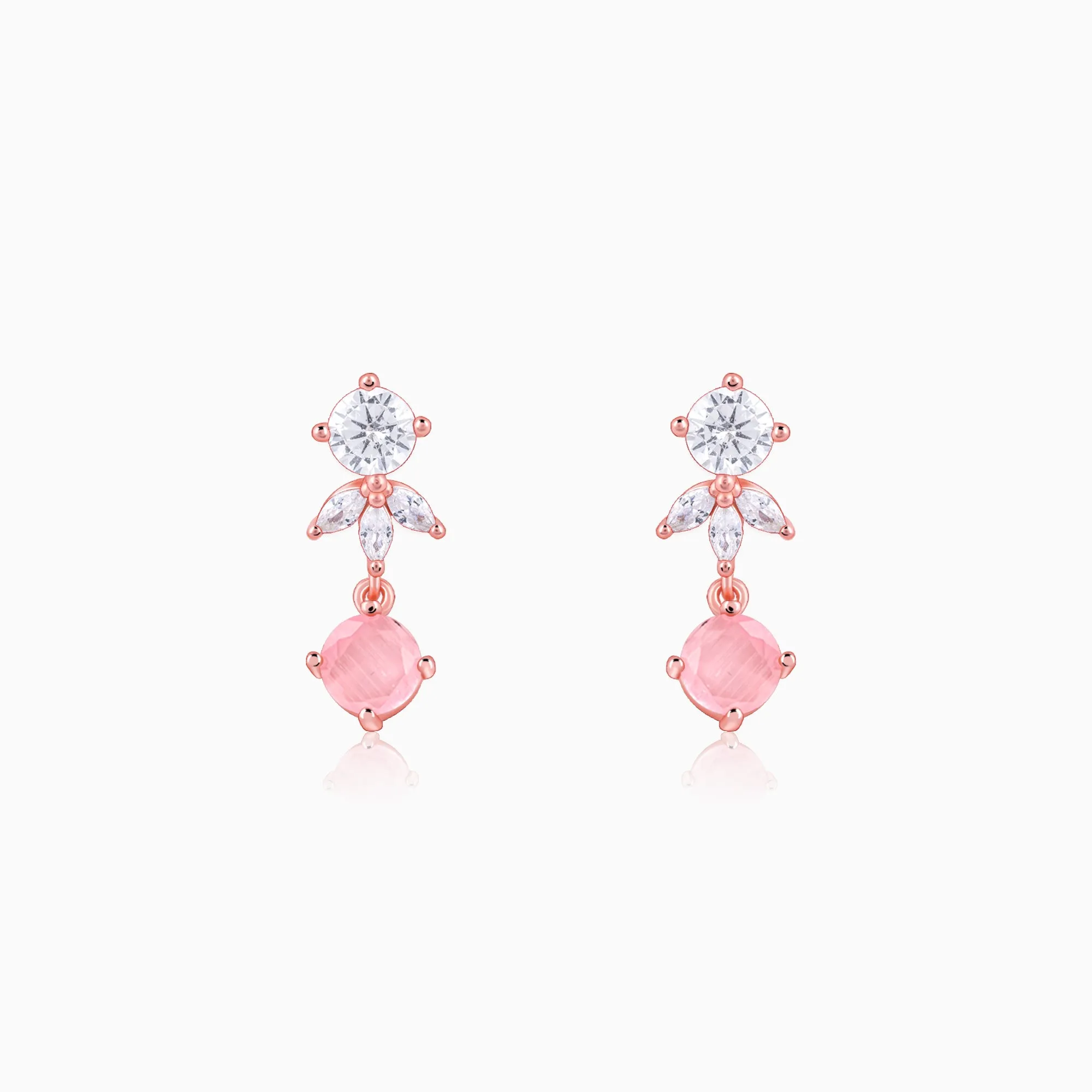 Rose Gold Floral Embrace Drop Earrings