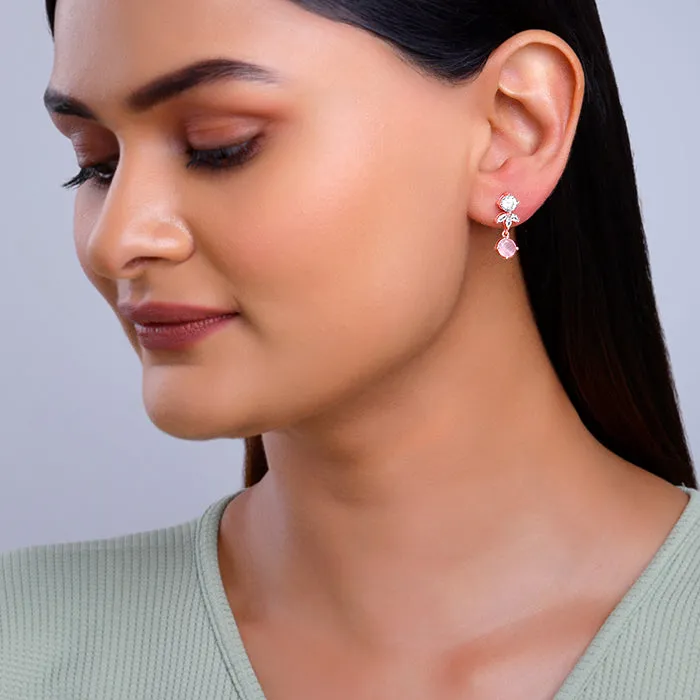 Rose Gold Floral Embrace Drop Earrings