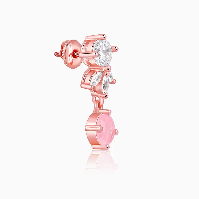 Rose Gold Floral Embrace Drop Earrings