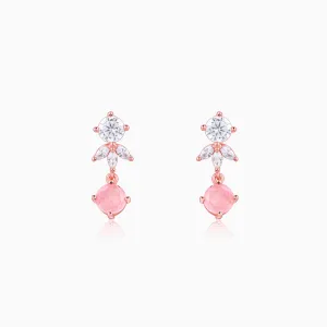 Rose Gold Floral Embrace Drop Earrings
