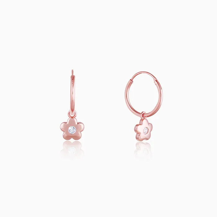 Rose Gold Floral Hoop Earrings