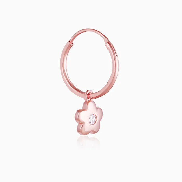 Rose Gold Floral Hoop Earrings